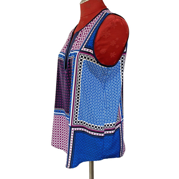 41 Hawthorn Sleeveless Top Blouse Size M Multicolor Geometric Blue Pink Purple - Picture 2 of 7